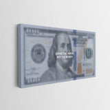 Chase The Vision Dollar Edition money wall art canvas side view on the white wall in office