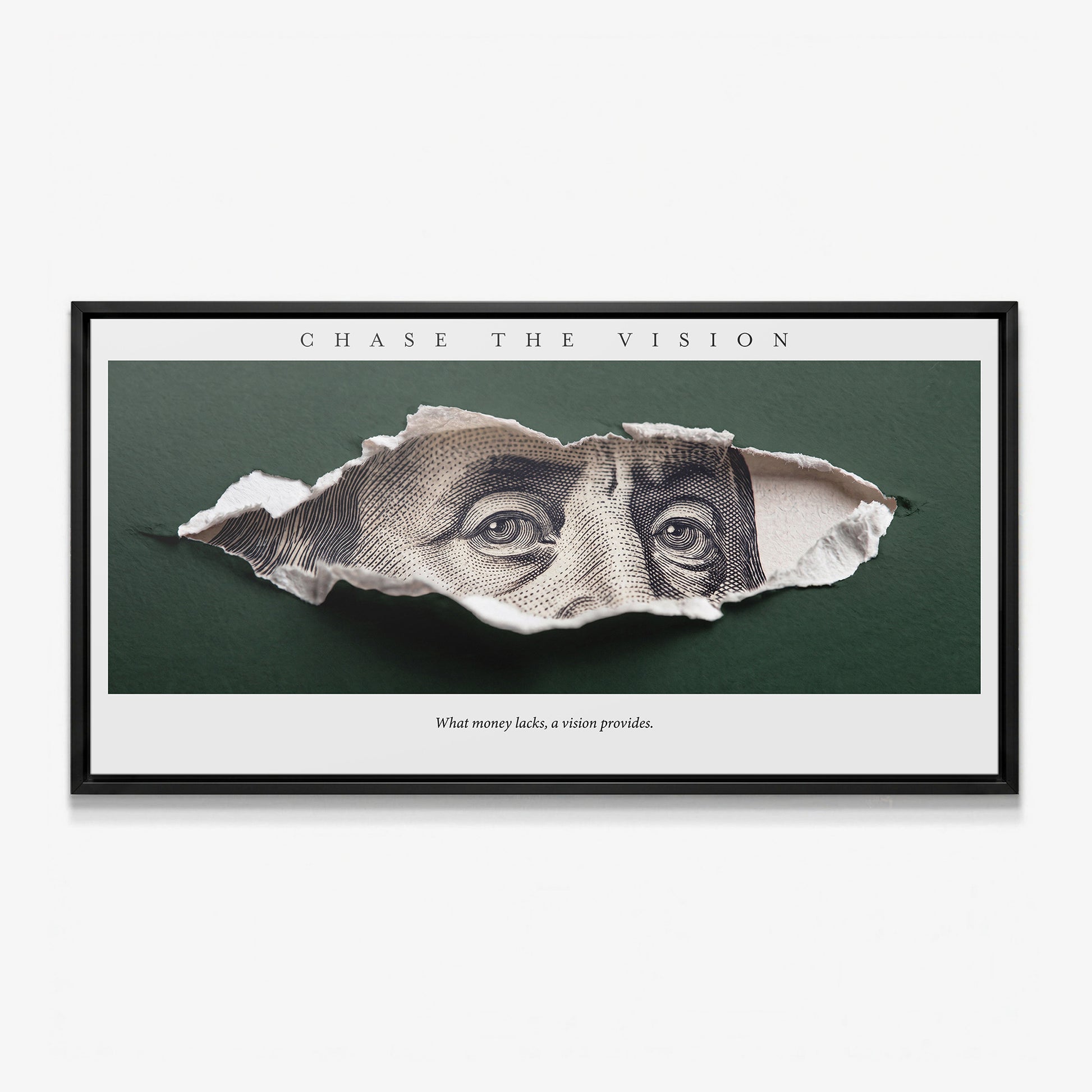 Chase The Vision Franklin canvas in a black floating frame
