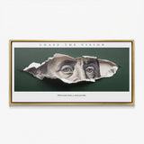 Chase The Vision Franklin canvas in a gold floating frame