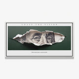 Chase The Vision Franklin canvas in a white floating frame
