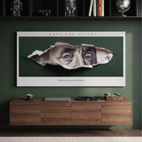 Chase The Vision Franklin money wall art on a green office wall above a walnut sideboard