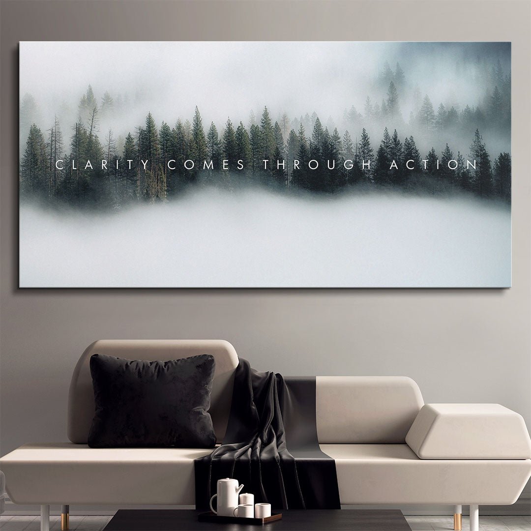 Clarity Comes Through Action motivational canvas wall art