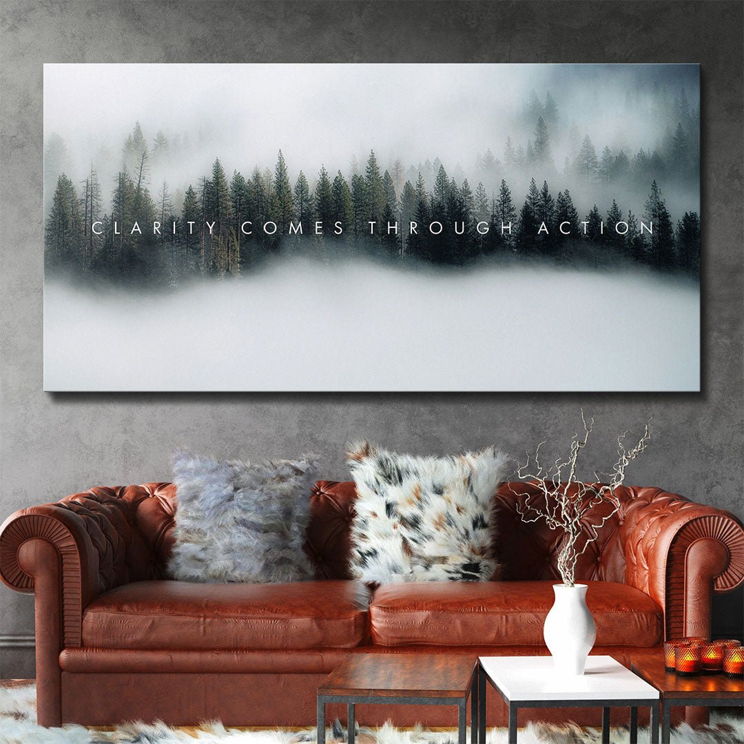Clarity Comes Through Action motivational canvas wall art