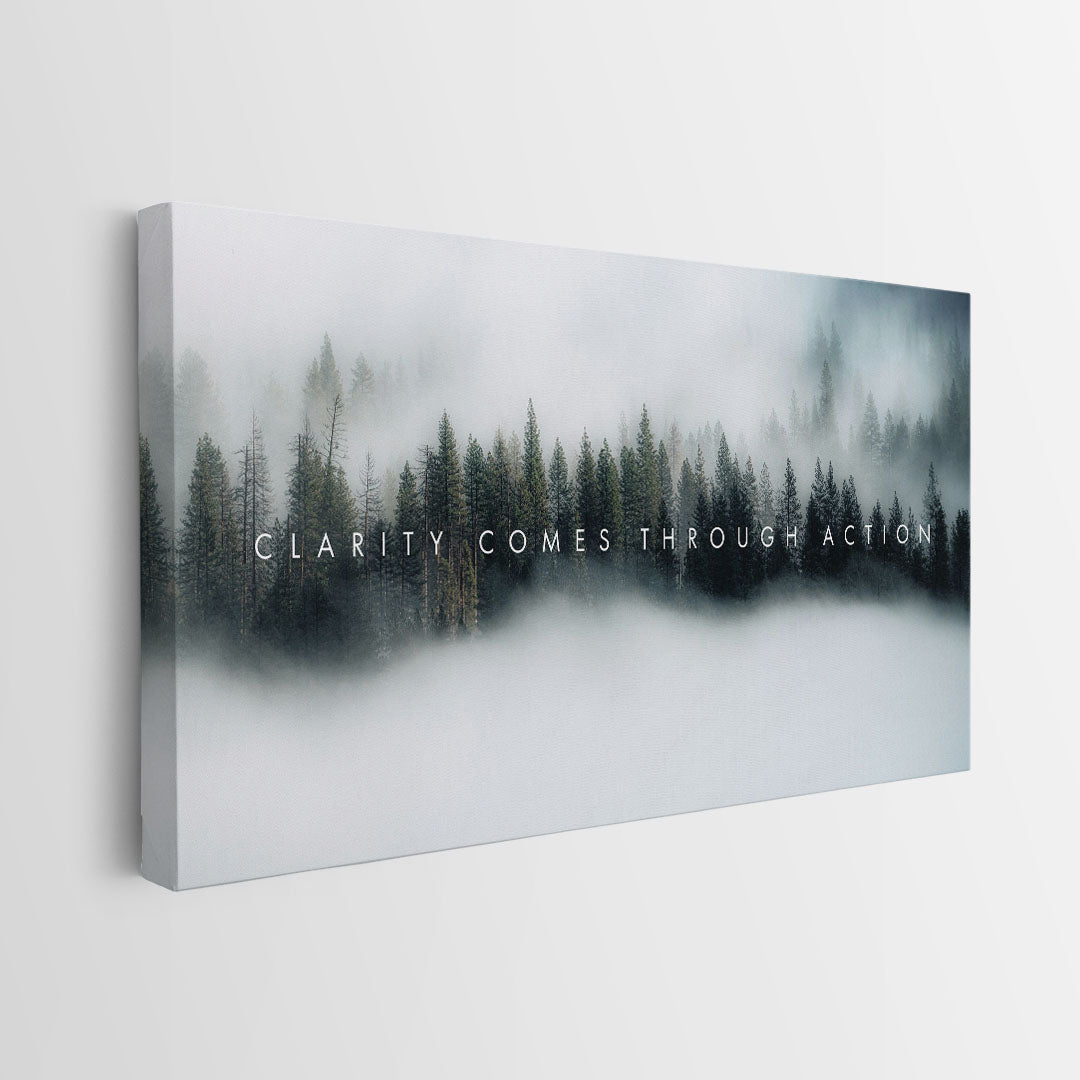Clarity Comes Through Action canvas wall art