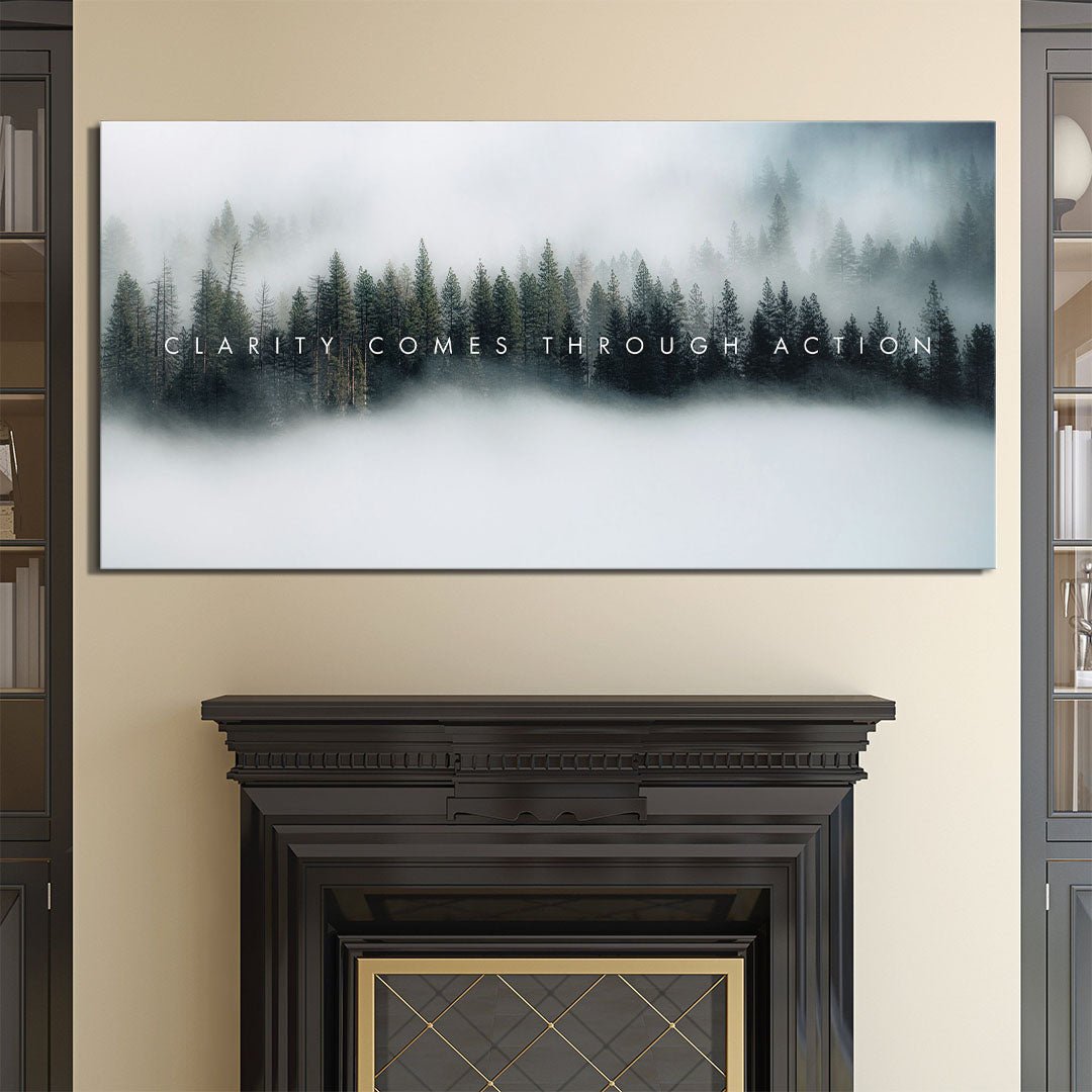 Clarity Comes Through Action motivational canvas wall art