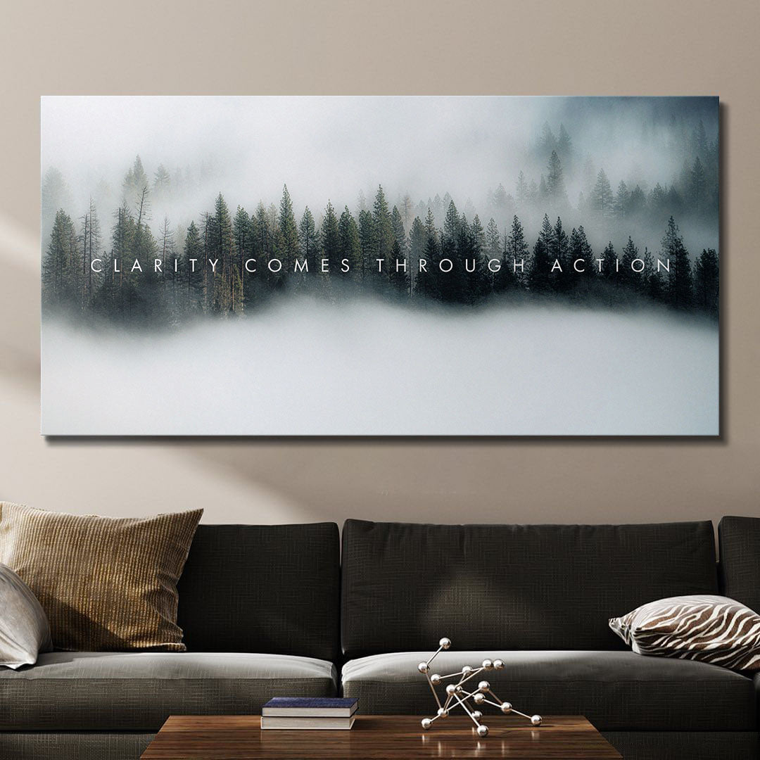 Clarity Comes Through Action motivational canvas wall art