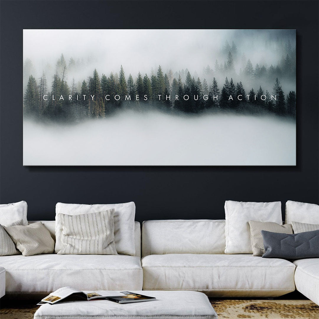 Clarity Comes Through Action motivational canvas wall art