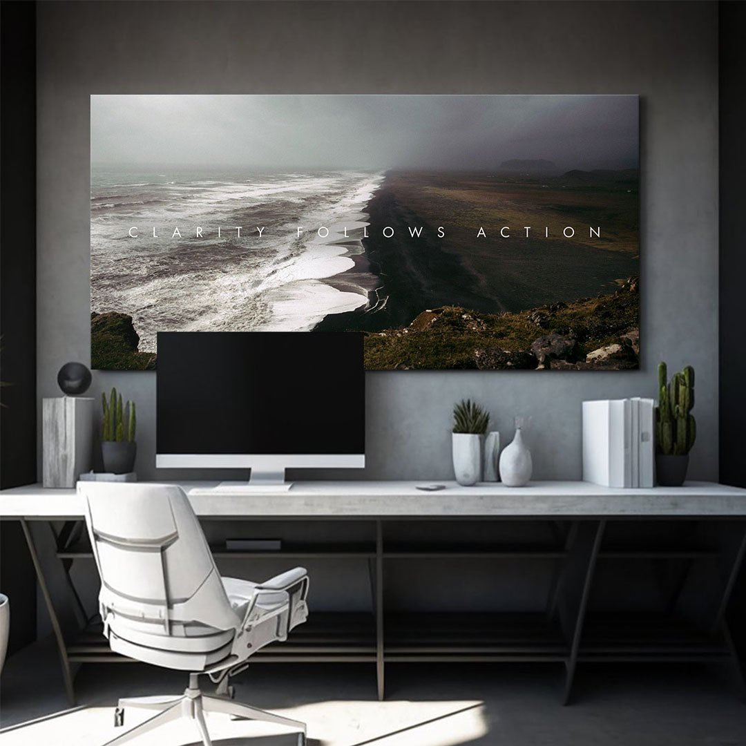 Clarity Follows Action canvas wall art