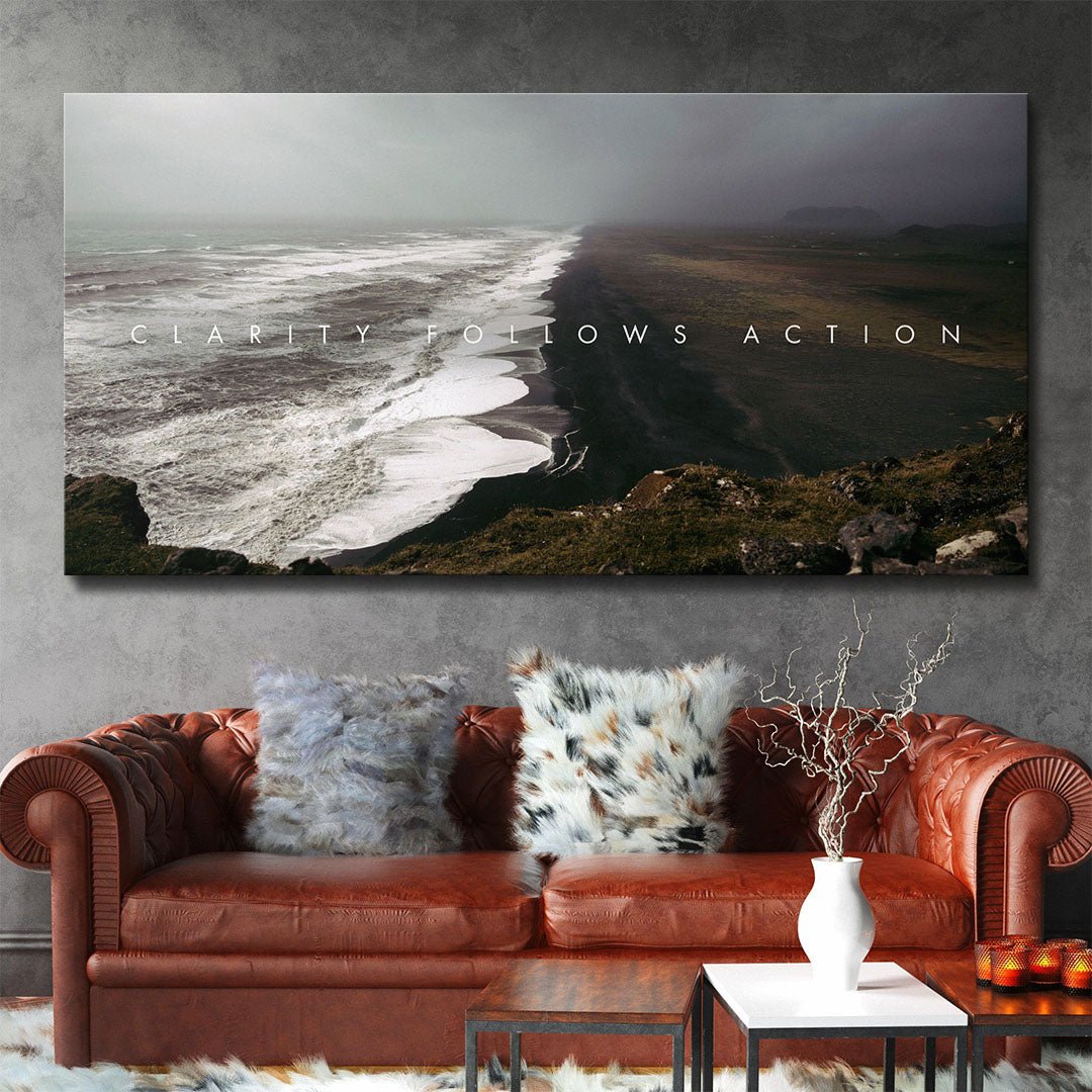 Clarity Follows Action canvas wall art