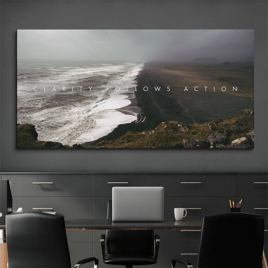 Clarity Follows Action canvas wall art