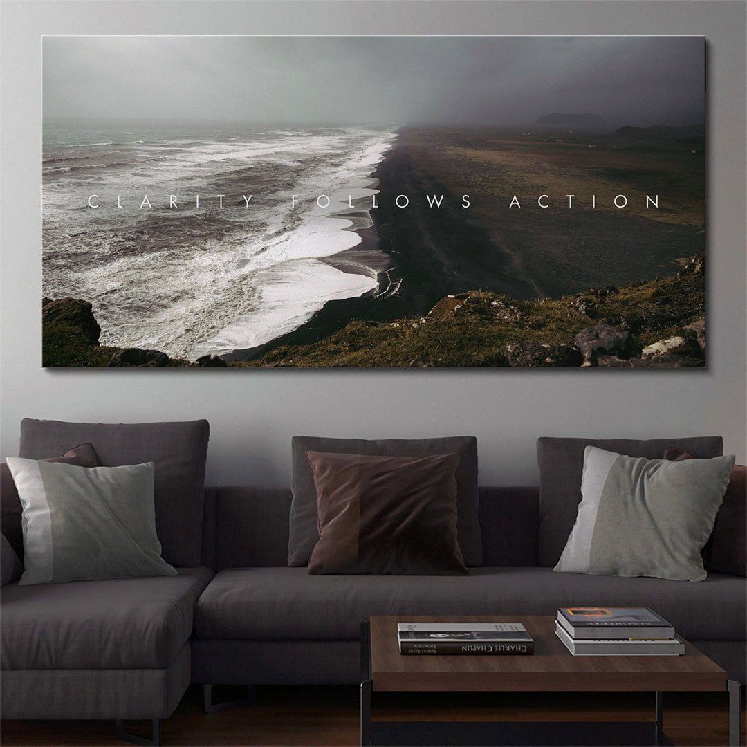 Clarity Follows Action canvas wall art
