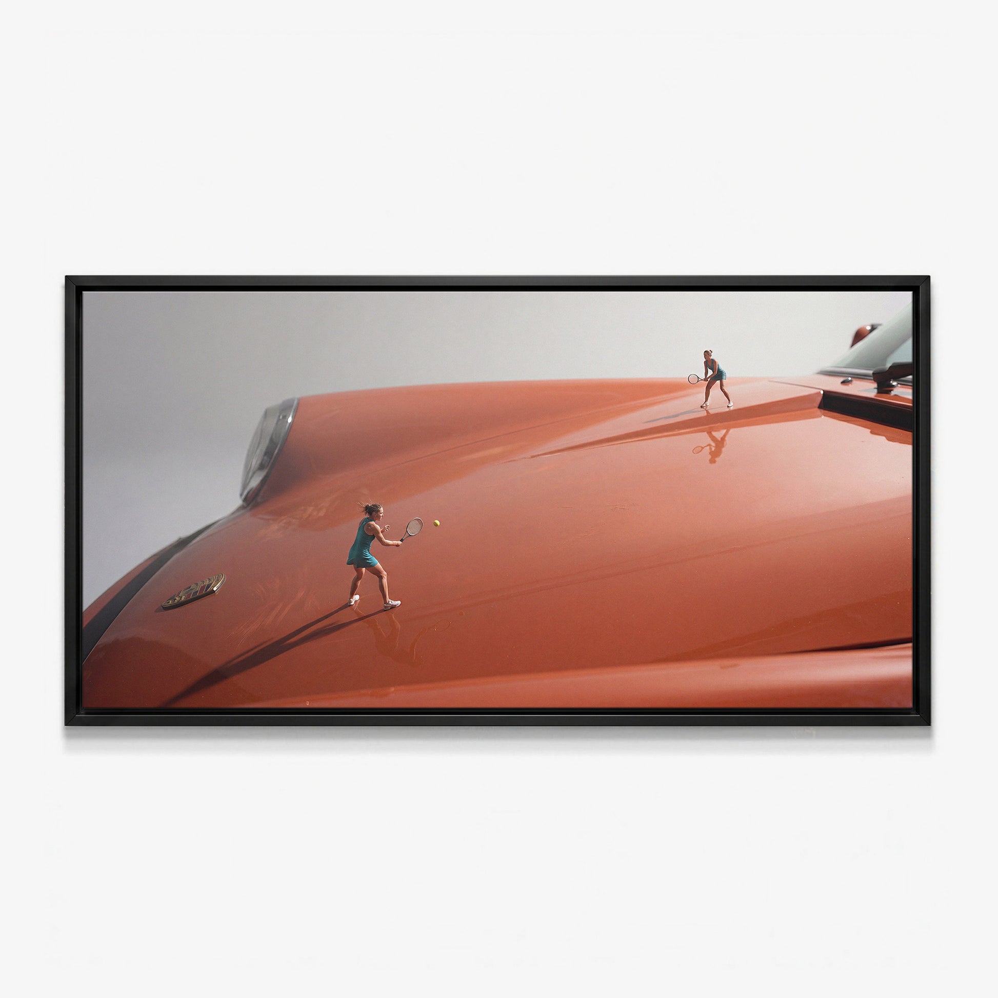 Clay Hood tennis canvas with black frame