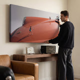 Clay Hood tennis canvas above a home office desk