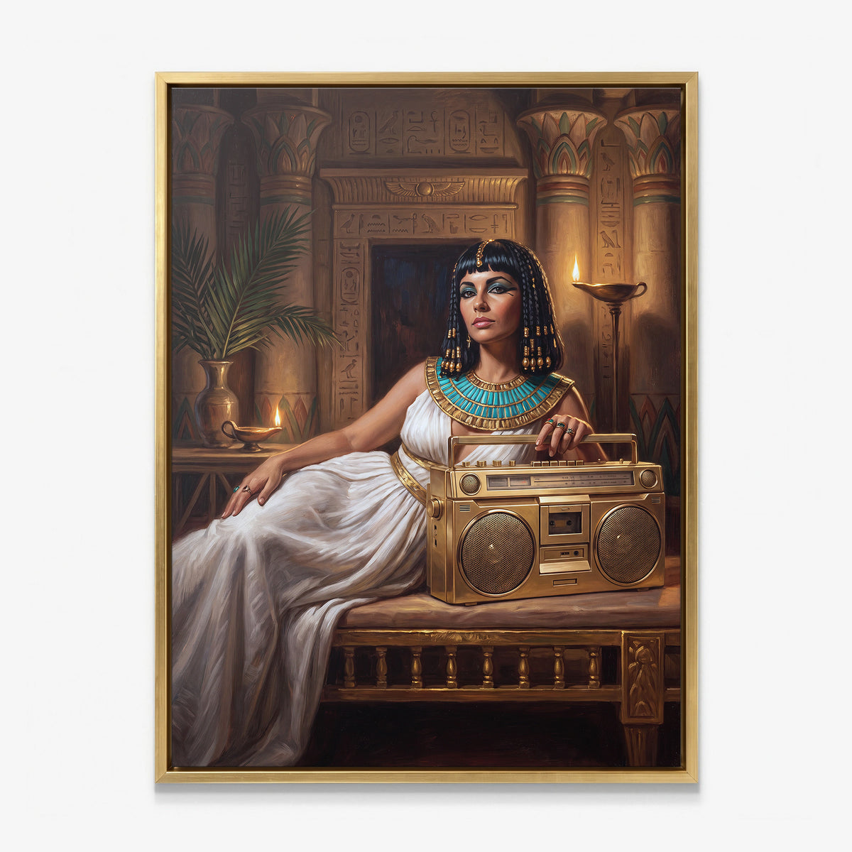 Cleopatra On Blast canvas in a gold floating frame