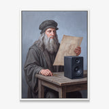 Da Vinci Amplified canvas in a white floating frame