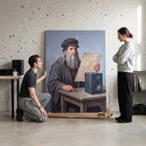 Da Vinci Amplified canvas in a living room with two people