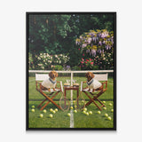 Dachshund tennis canvas print in a black floating frame