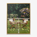 Dachshund tennis canvas print in a gold floating frame