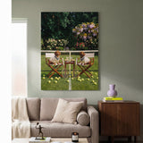 Dachshund tennis wall art canvas hanging above a console table in a bright modern hallway
