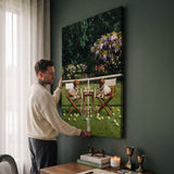 Person admiring the Dachshund tennis canvas print in a styled interior