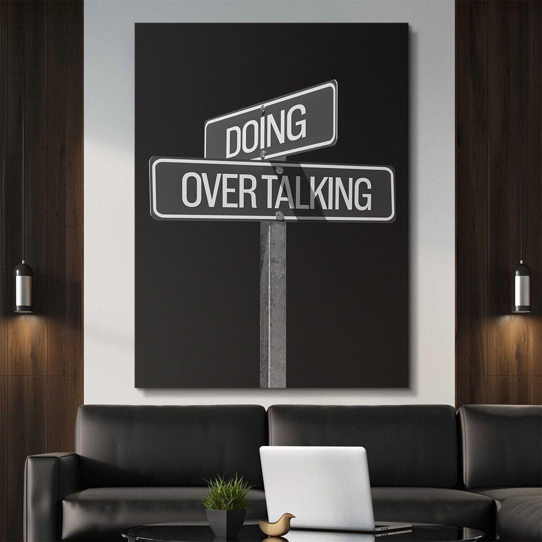 Doing Over Talking Sign canvas wall art