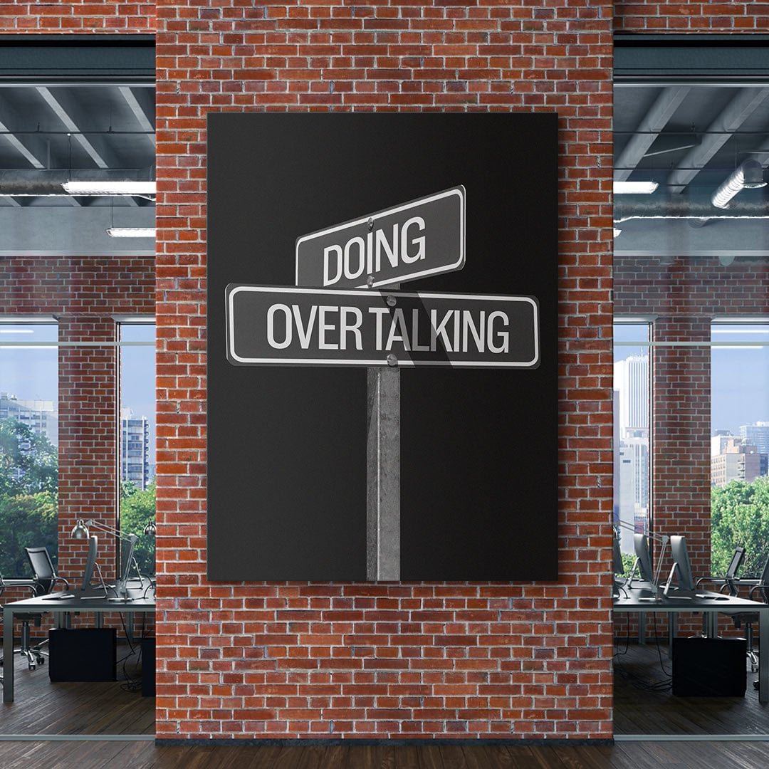 Doing Over Talking Sign canvas wall art