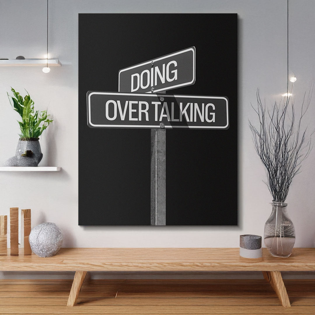 Doing Over Talking Sign canvas wall art
