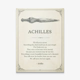 Doomed Achilles quote canvas print on cream, gallery-wrapped and ready to hang