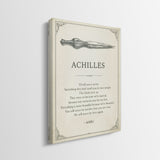 Side view of the Doomed Achilles quote canvas showing the gallery-wrapped edge