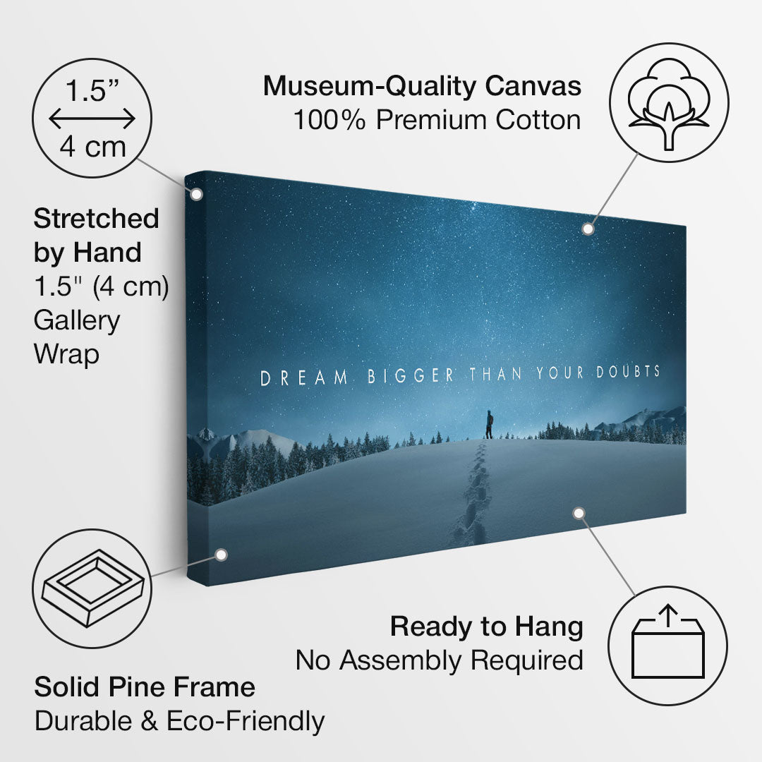 Dream Bigger Than Your Doubts motivational canvas wall art