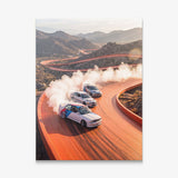 Drift Through The Horizon German coupes drifting on an open road canvas wall art