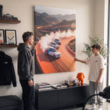 Drift Through The Horizon German coupes drifting on an open road canvas wall art in a living room lounge