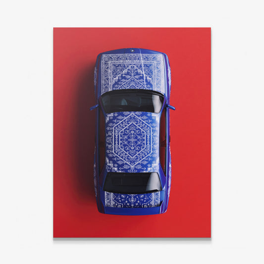 E30 Carpet classic E30 coupe on a patterned carpet canvas wall art