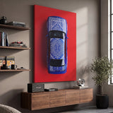 E30 Carpet classic E30 coupe on a patterned carpet canvas wall art in a dark enthusiast den