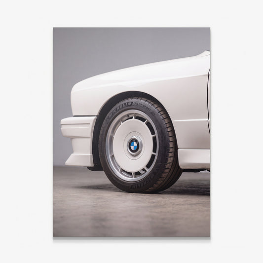 E30 Wheel classic E30 coupe alloy wheel close-up canvas wall art