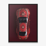 E92 Carpet E92 coupe on a patterned carpet canvas wall art in a black floating frame