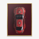 E92 Carpet E92 coupe on a patterned carpet canvas wall art in a gold floating frame
