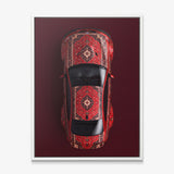 E92 Carpet E92 coupe on a patterned carpet canvas wall art in a white floating frame