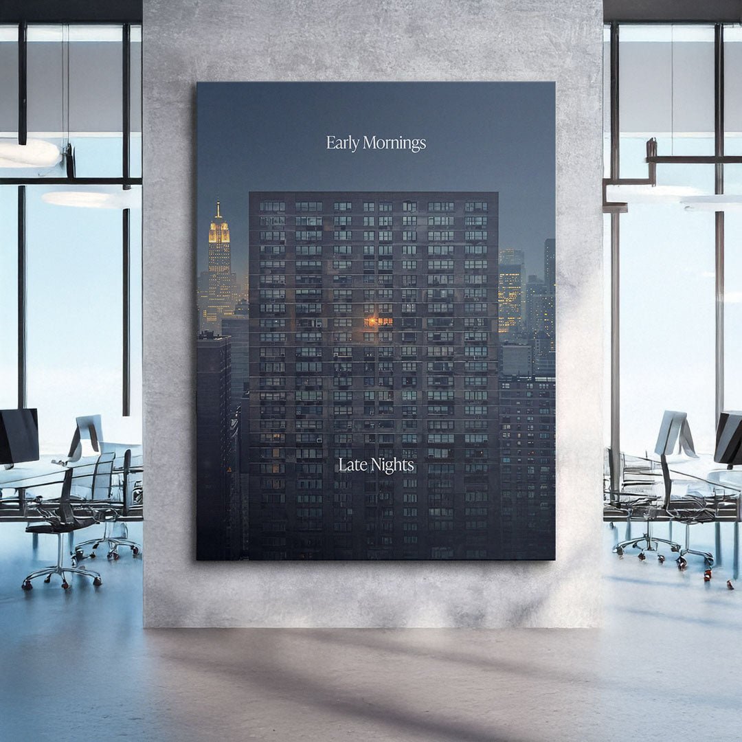Early Mornings Late Nights (Office) canvas wall art