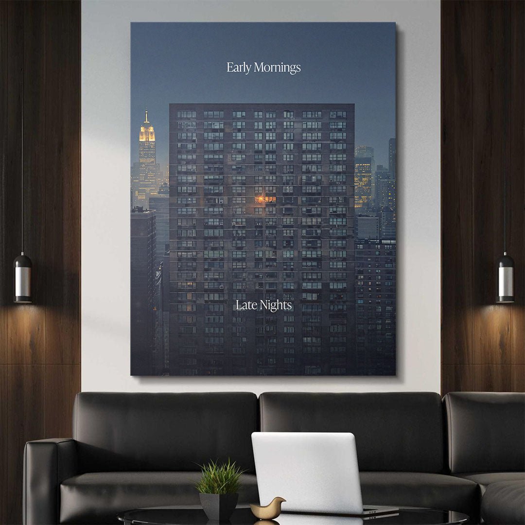 Early Mornings Late Nights (Office) canvas wall art