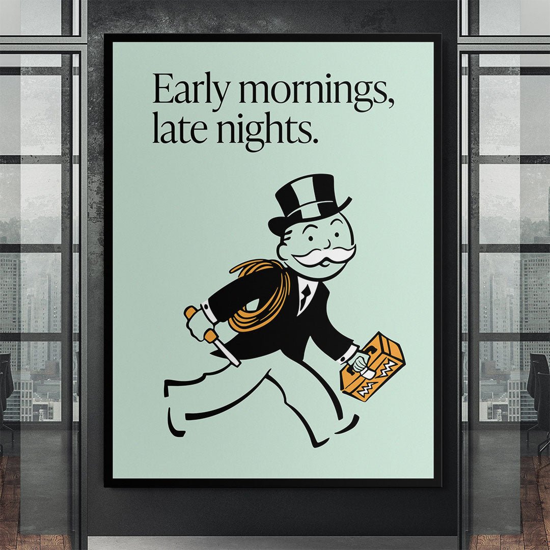 Early Mornings motivational canvas wall art
