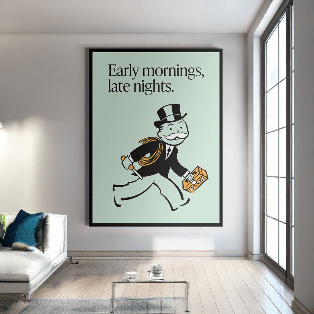 Early Mornings motivational canvas wall art