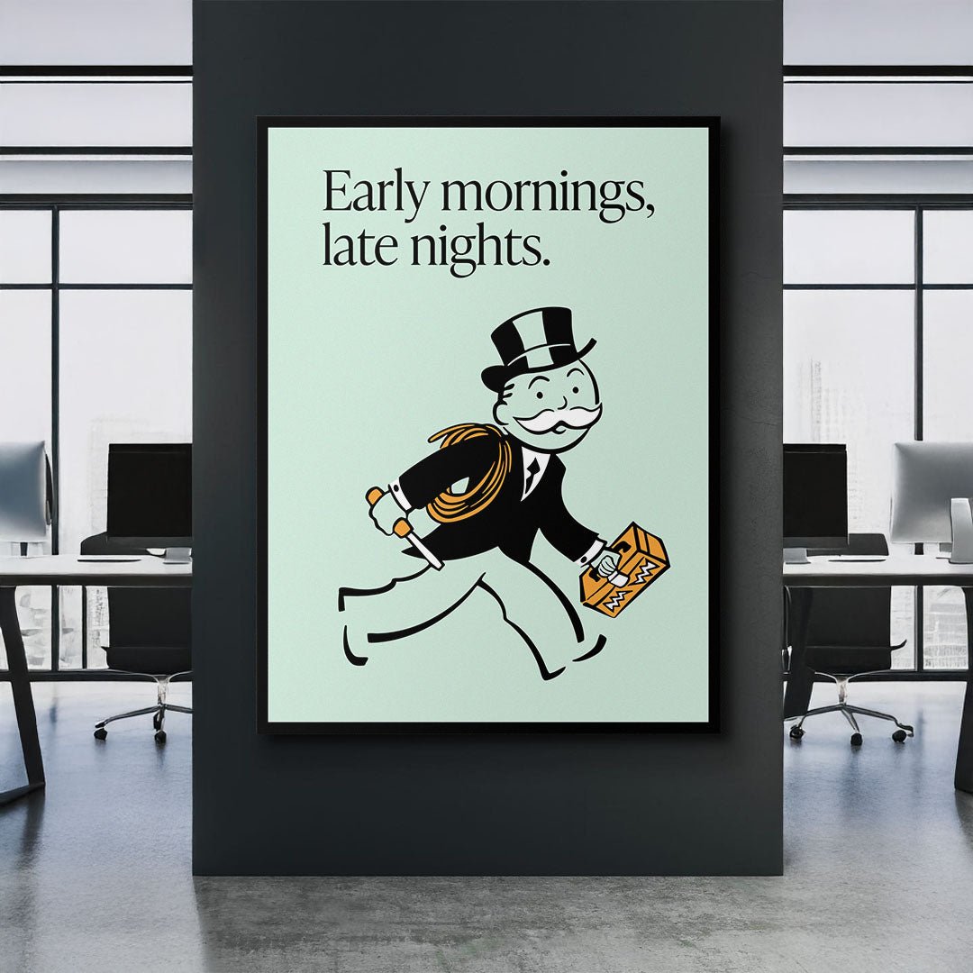 Early Mornings motivational canvas wall art