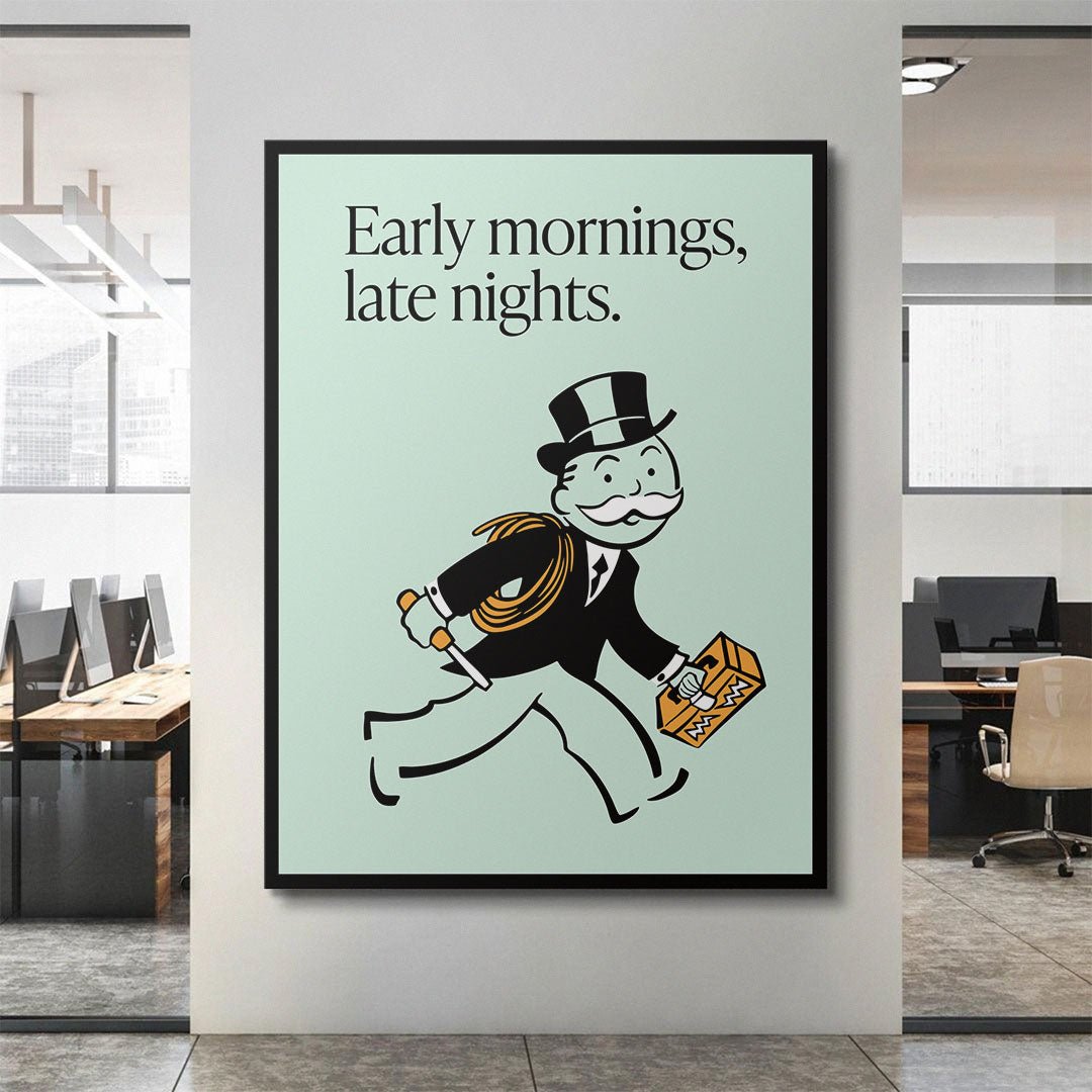 Early Mornings motivational canvas wall art