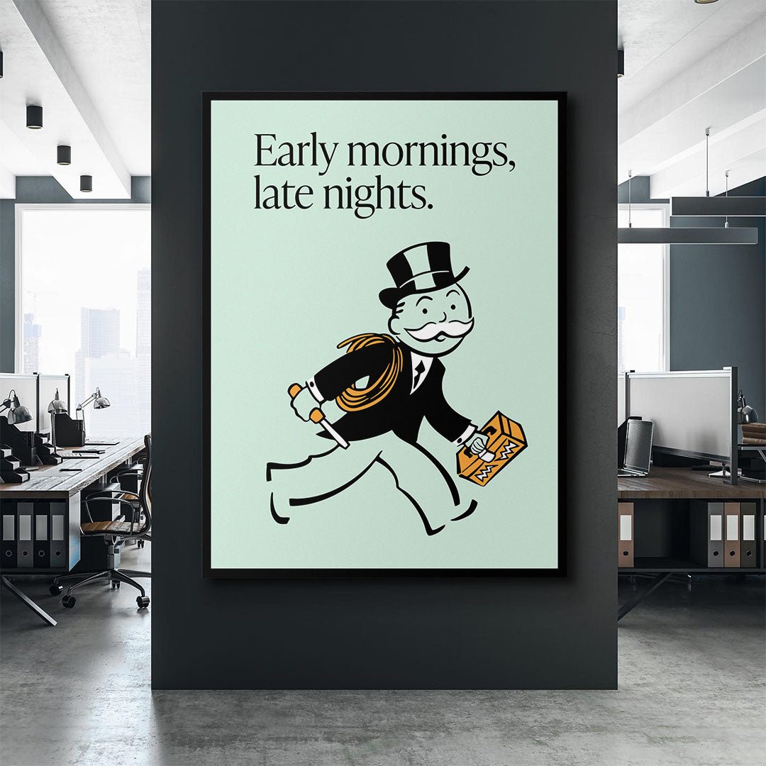 Early Mornings motivational canvas wall art