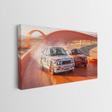 Echoes Of Speed German touring coupes on a race track canvas wall art side profile