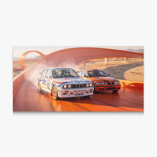 Echoes Of Speed German touring coupes on a race track canvas wall art