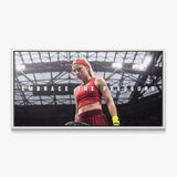 Embrace The Pressure tennis canvas print in a white floating frame