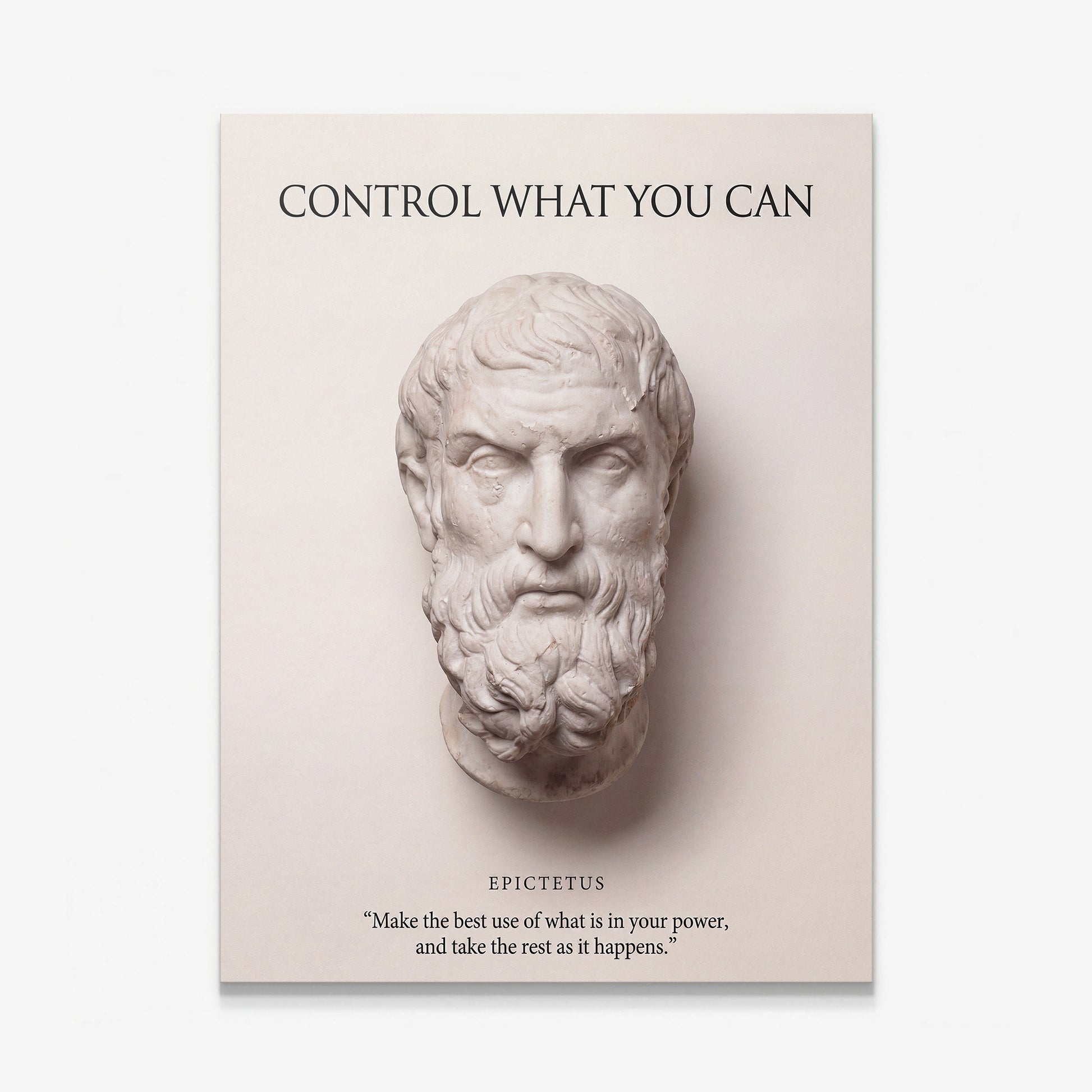 Epictetus Control What You Can Stoic marble bust quote canvas wall art