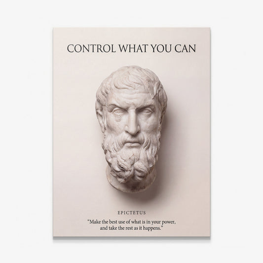 Epictetus Control What You Can Stoic marble bust quote canvas wall art